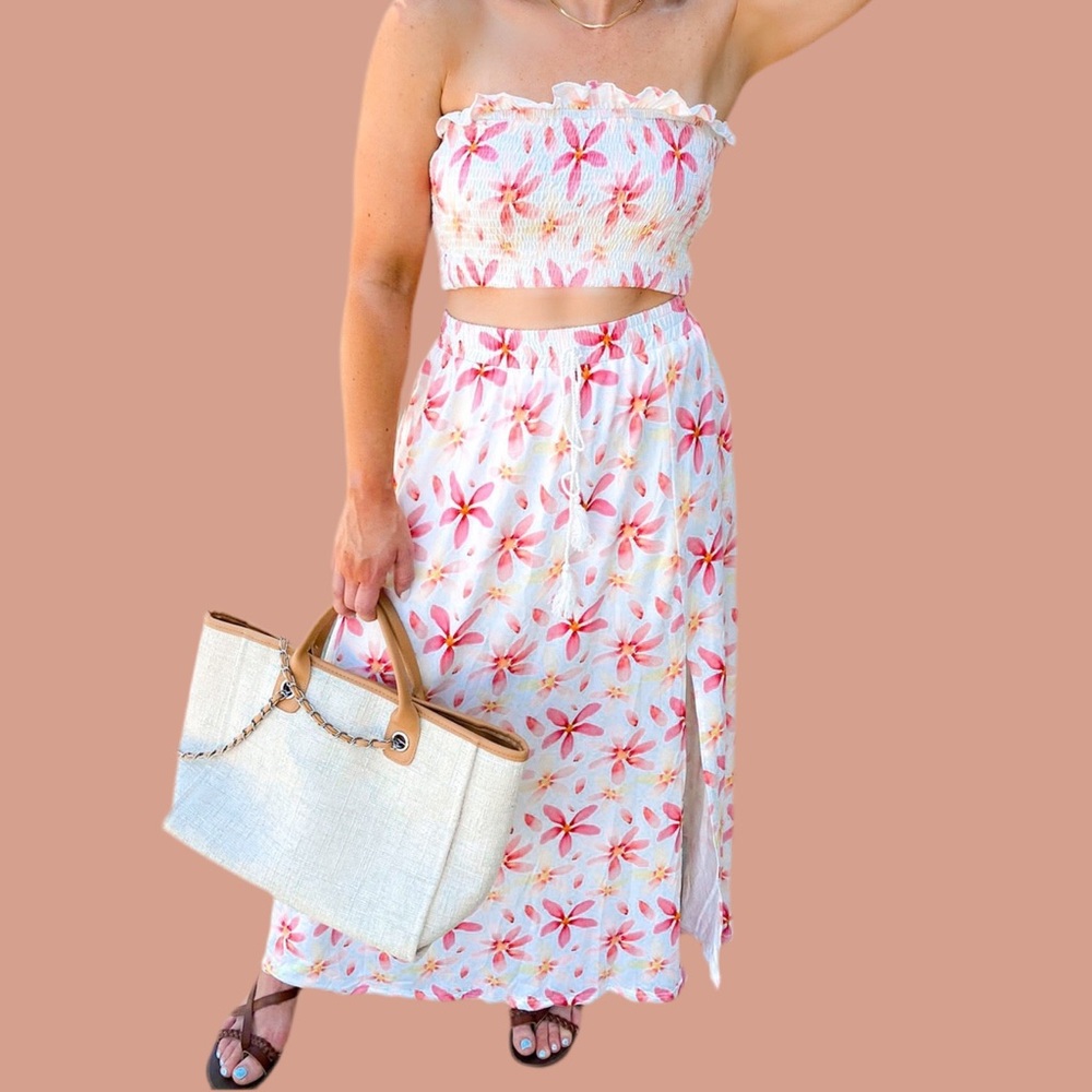 Elegant Floral Maxi Skirt Set